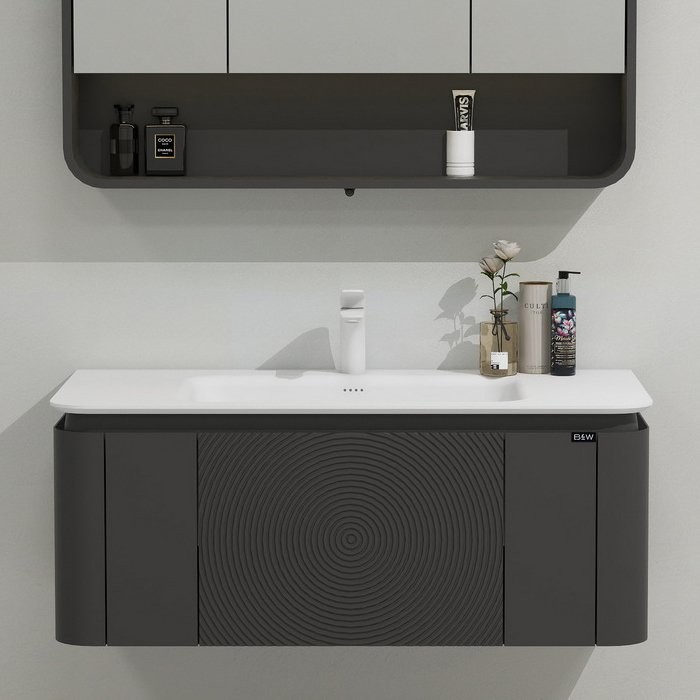 Тумба с раковиной Black&White Universe 100 подвесная, P02 sparkle grey