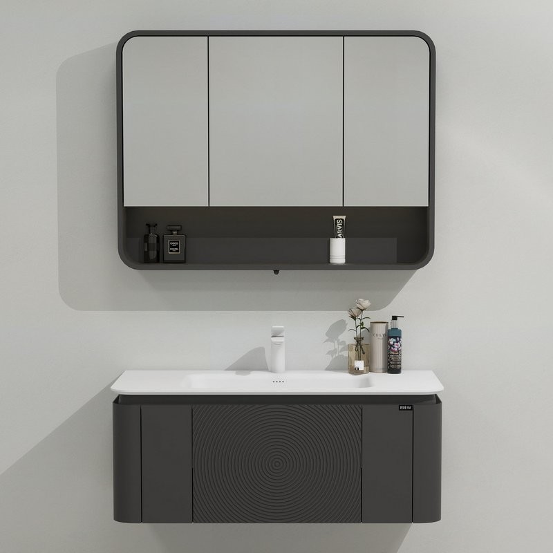 Тумба с раковиной Black&White Universe 100 подвесная, P02 sparkle grey