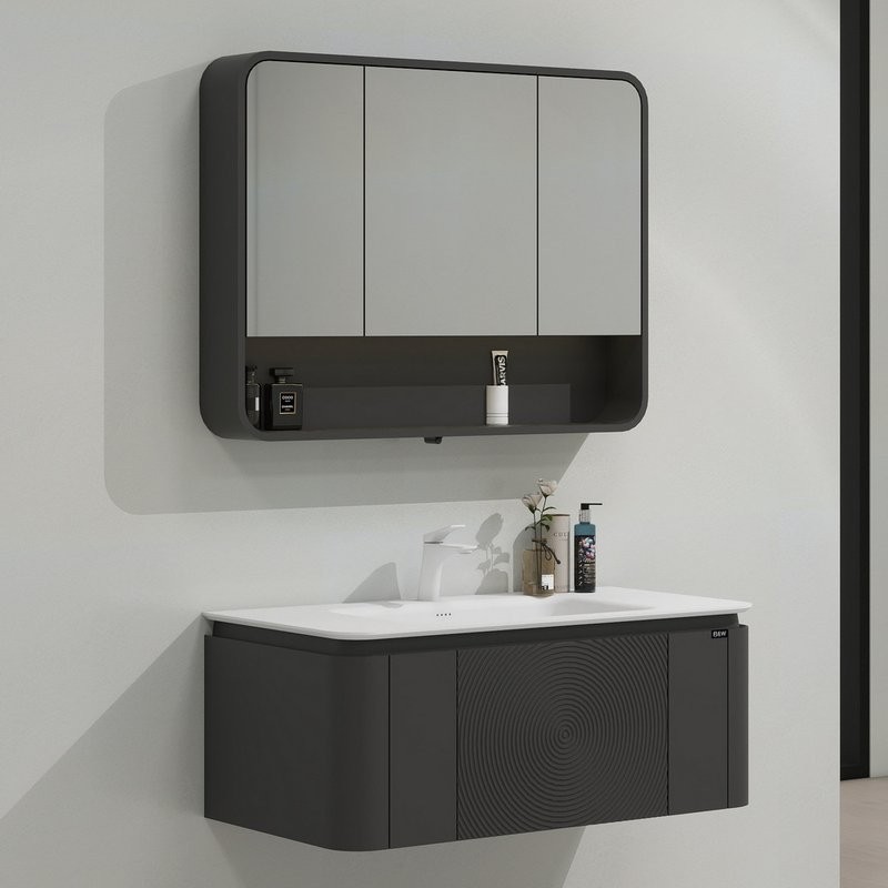 Тумба с раковиной Black&White Universe 100 подвесная, P02 sparkle grey