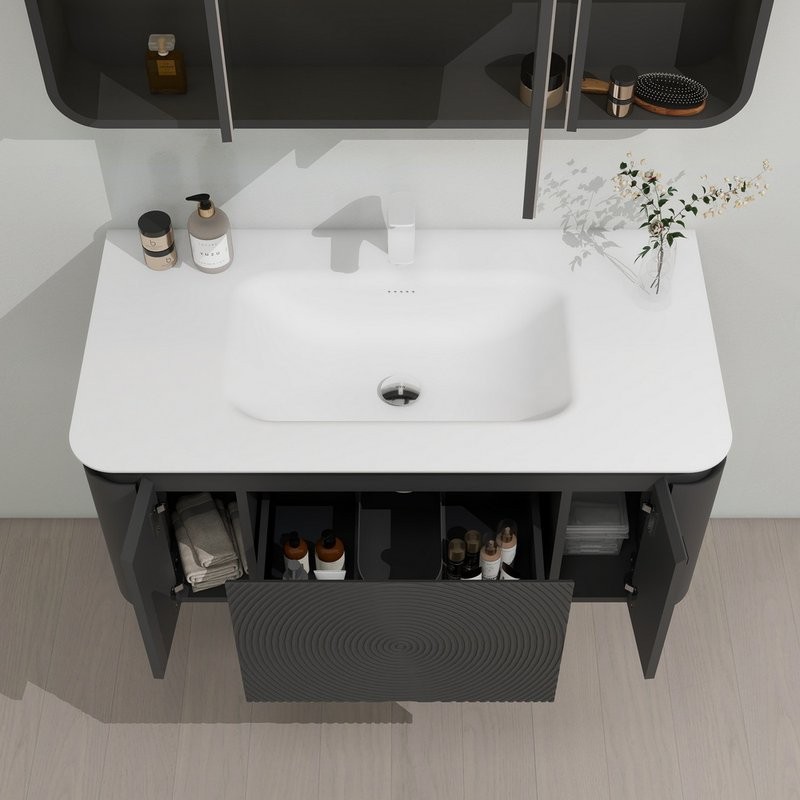 Тумба с раковиной Black&White Universe 100 подвесная, P02 sparkle grey