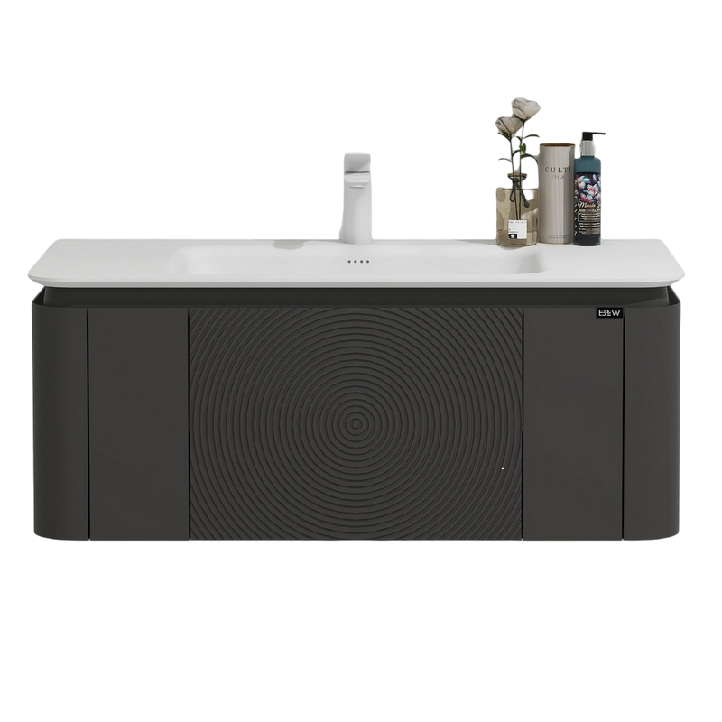 Тумба с раковиной Black&White Universe 100 подвесная, P02 sparkle grey