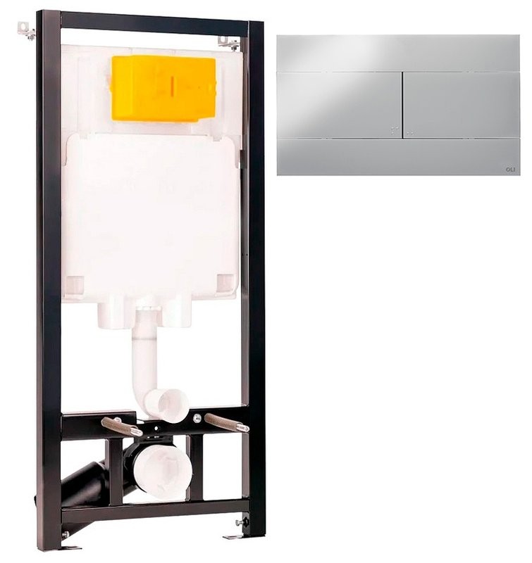 Комплект Унитаз подвесной EvaGold K505 безободковый, с микролифтом + Инсталляция OLI 80 ECO Sanitarblock mechanic 3 в 1 с кнопкой смыва