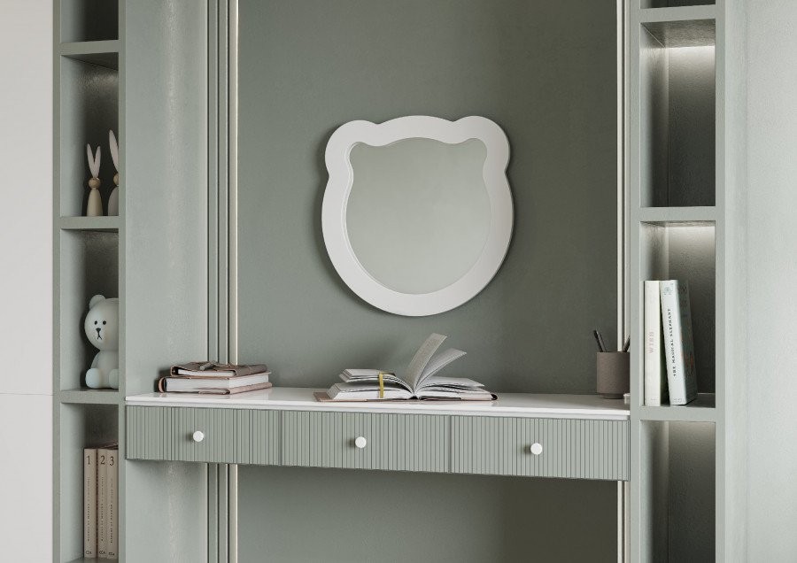 Зеркало AQUATON Каспер Мишка фигурное, белое матовое