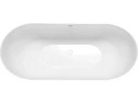 Акриловая ванна Grossman Classic GR-2502 160x80 см, отдельностоящая, белая, овальная, с каркасом, со сливом-переливом