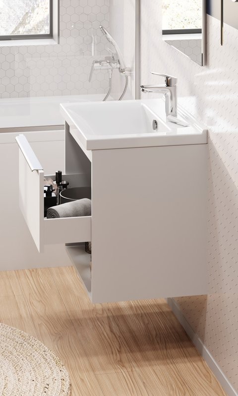 Тумба с раковиной AQUATON Хоуп 60 подвесная, 1 ящик, матовая белая
