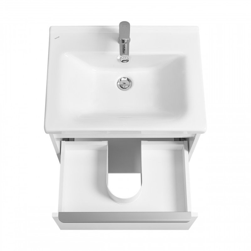 Тумба с раковиной AQUATON Хоуп 60 подвесная, 1 ящик, матовая белая