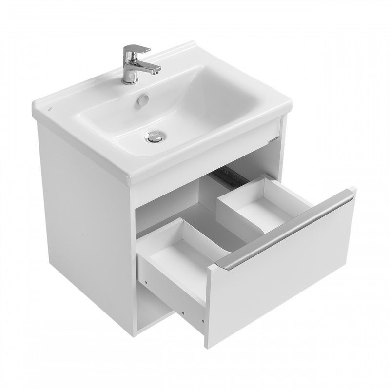 Тумба с раковиной AQUATON Хоуп 60 подвесная, 1 ящик, матовая белая