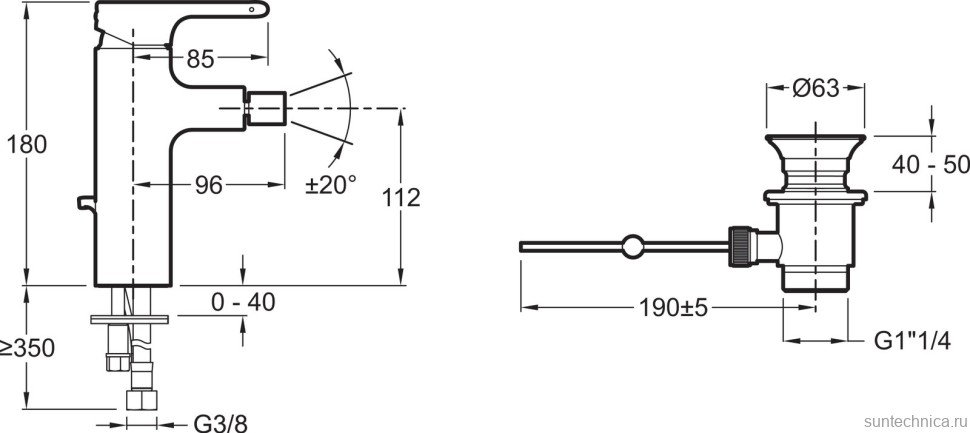 Смеситель для биде Jacob Delafon Singulier E10865-CP