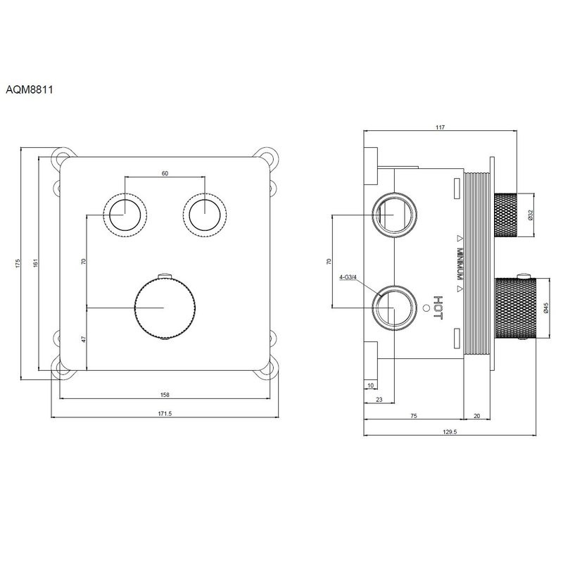 Смеситель для душа AQUAme с термостатом встраиваемый AQM8811BG