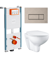 Комплект Унитаз подвесной Grohe Bau Ceramic 39351000 безободковый, альпин-белый + Инсталляция VitrA V-Fix Core 732-5800-01PV + Кнопка Root Square 740-2395 никель