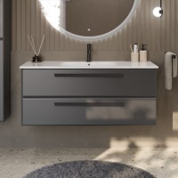Тумба с раковиной Cezares Eco Cer 120 ручки матовые черные, grafito