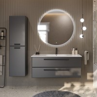 Тумба с раковиной Cezares Eco Cer 120 ручки матовые черные, grafito