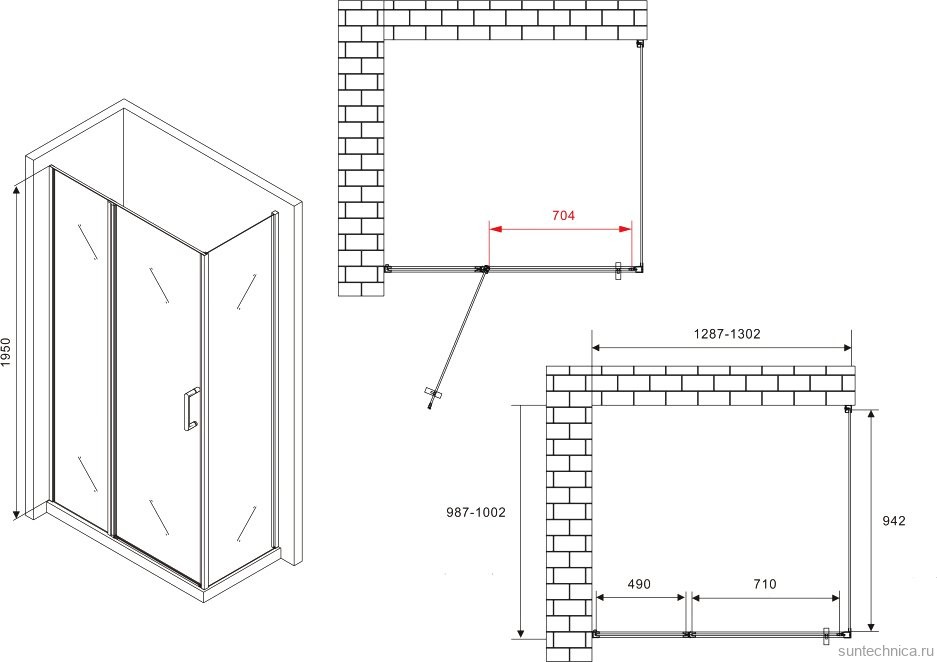 Душевой уголок Abber Sonnenstrand AG04130S-S100 100x130, профиль хром, стекло прозрачное