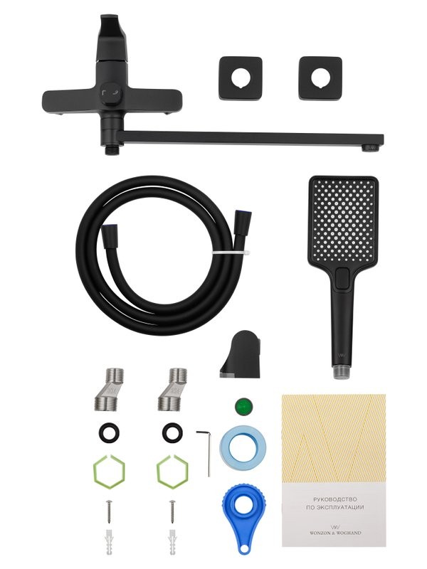 Смеситель с длинным изливом для ванны Wonzon & Woghand Flex WW-639906-MB черный матовый