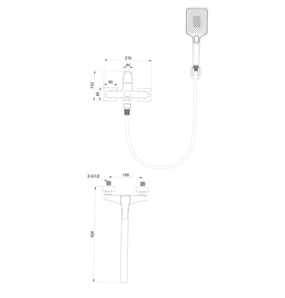 Смеситель с длинным изливом для ванны Wonzon & Woghand Flex WW-639906-MB черный матовый