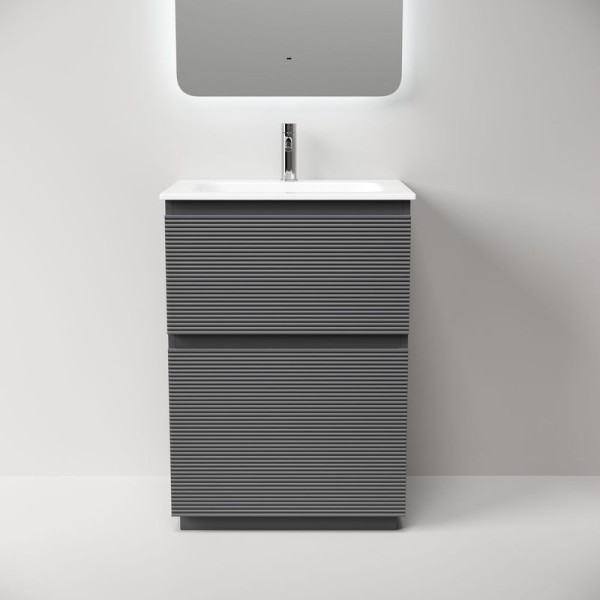 Тумба под раковину в ванную Sancos Folk Floor 590х445х850 мм, напольная с двумя ящиками, Grey soft