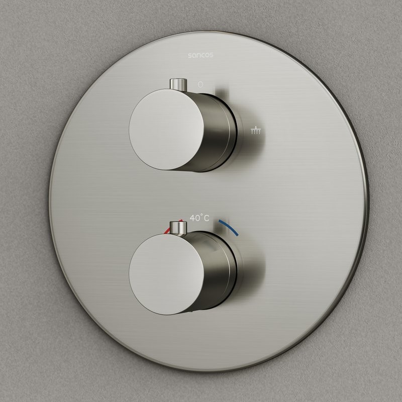 Душевой комплект с термостатом Sancos Etna, с внутренней частью, брашированный никель, PVD покрытие, SC9010BN