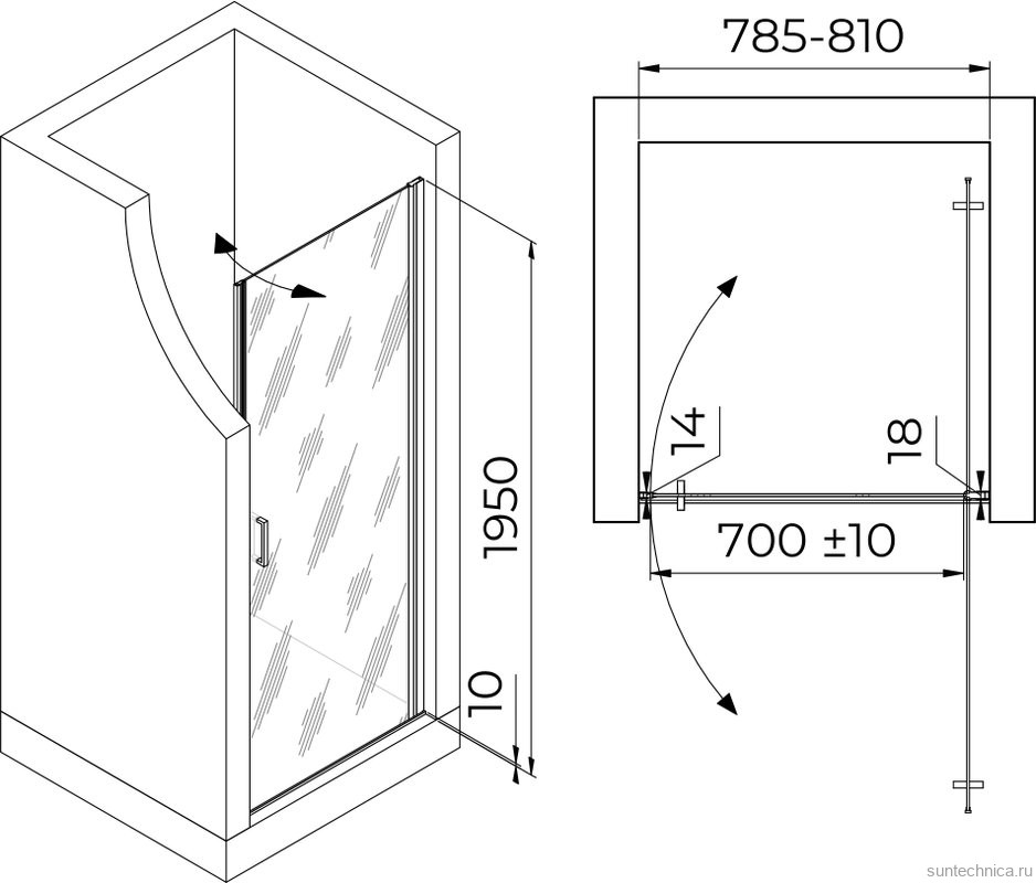 Душевая дверь в нишу RGW Leipzig LE-003-Gg 800х1950 профиль серый, стекло матовое
