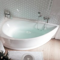 Комплект Акриловая ванна 1MarKa Piccolo L Стандарт 2+ 150x75 см, угловая, левая, встраиваемая, белая, асимметричная, со сливом-переливом