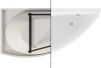Комплект Акриловая ванна 1MarKa Piccolo L Стандарт 2+ 150x75 см, угловая, левая, встраиваемая, белая, асимметричная, со сливом-переливом