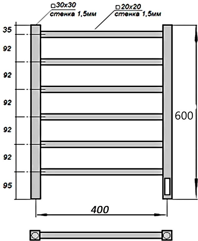 Полотенцесушитель электрический Grois Alex 101 40х60 белый
