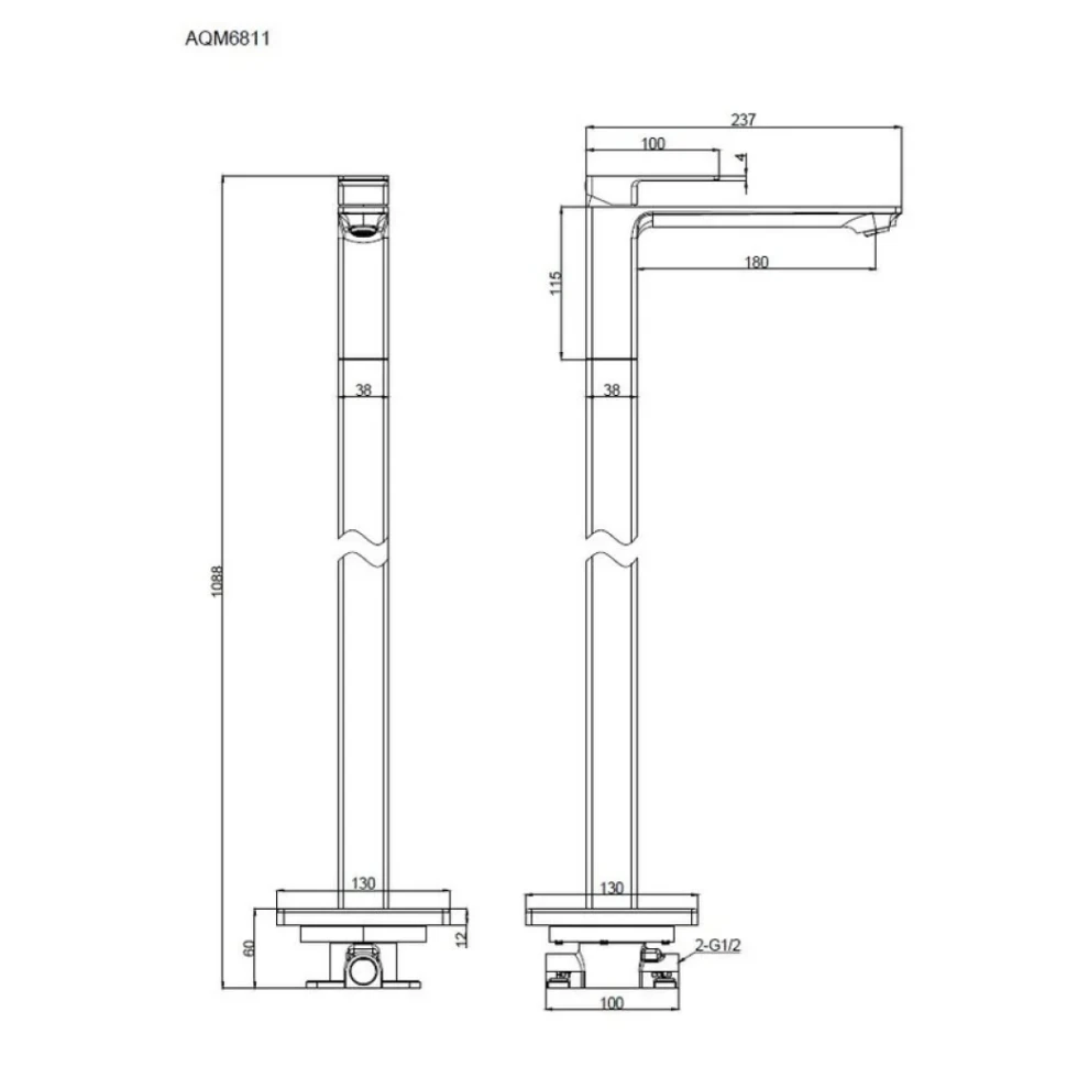 Смеситель для раковины напольный AQUAme Savona AQM6811BG