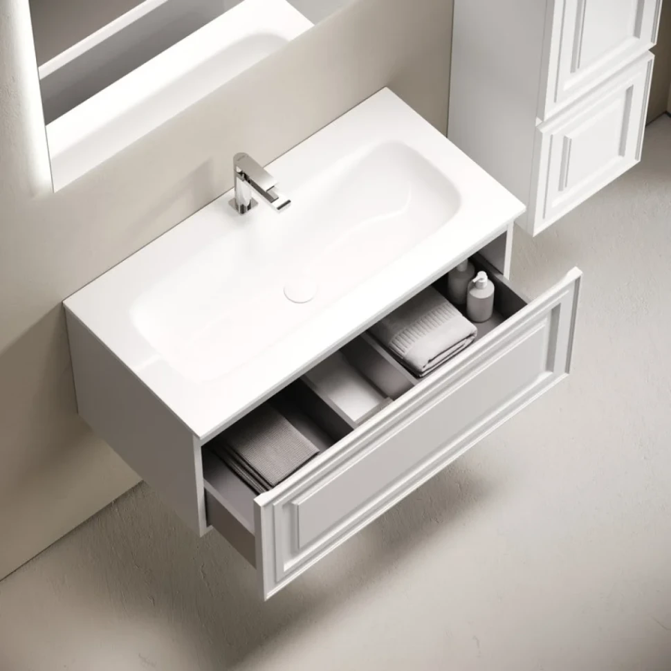 Тумба с раковиной Sancos Very 90 подвесная, bianco, раковина СN7019