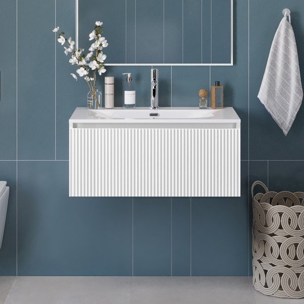 Мебель для ванной комнаты BelBagno Uno 80 подвесная, 1 ящик, bianco opaco