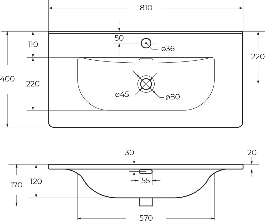 Мебель для ванной комнаты BelBagno Uno 80 подвесная, 1 ящик, bianco opaco