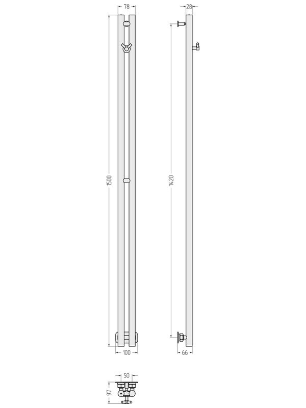 Полотенцесушитель водяной Сунержа Нюанс Pro 31-0412-1550 150x10 см, матовый черный, I-образный