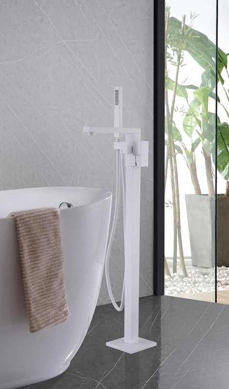 Напольный смеситель для ванны с душем Abber Daheim AF8215W С ВНУТРЕННЕЙ ЧАСТЬЮ, матовый белый