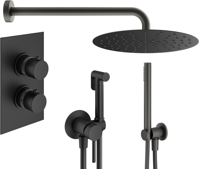 Комплект для ванной Plumberia Selection Ixo KITZXOT18QNO С ВНУТРЕННЕЙ ЧАСТЬЮ, черный матовый