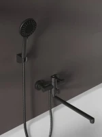 Смеситель с длинным изливом для ванны Agger Easy A3121144 черный матовый Смеситель с длинным изливом для ванны Agger Easy A3121144 черный матовый