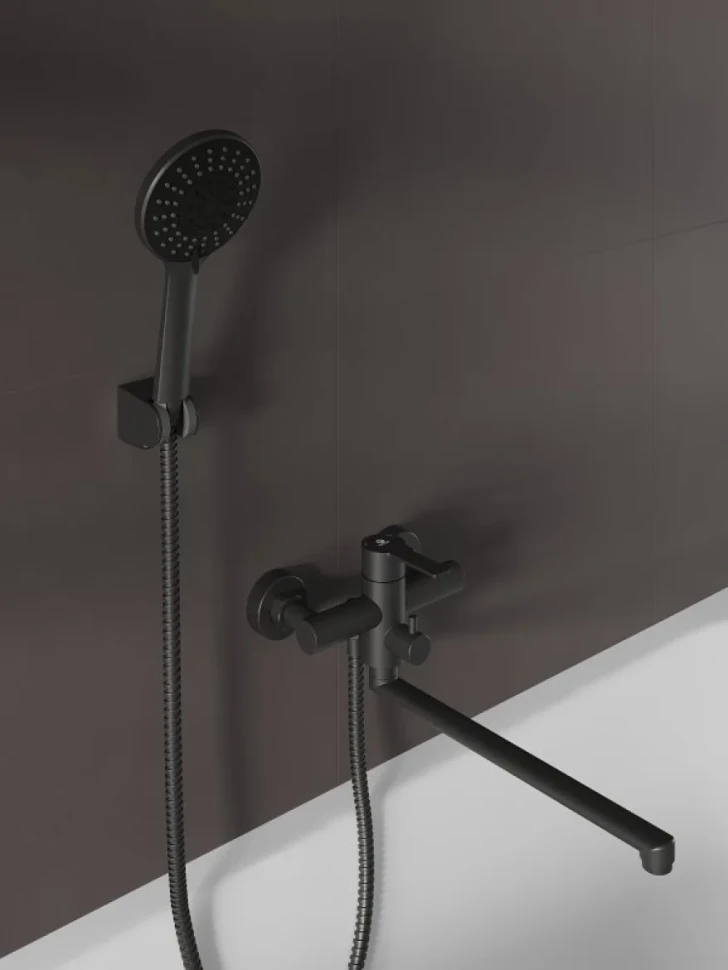 Смеситель с длинным изливом для ванны Agger Easy A3121144 черный матовый