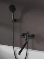 Смеситель с длинным изливом для ванны Agger Easy A3121144 черный матовый Смеситель с длинным изливом для ванны Agger Easy A3121144 черный матовый