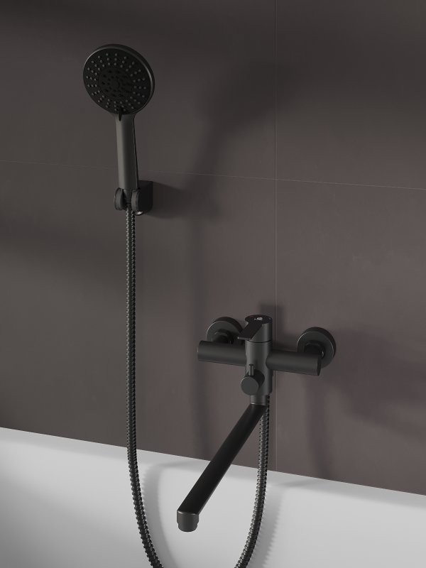 Смеситель с длинным изливом для ванны Agger Easy A3121144 черный матовый