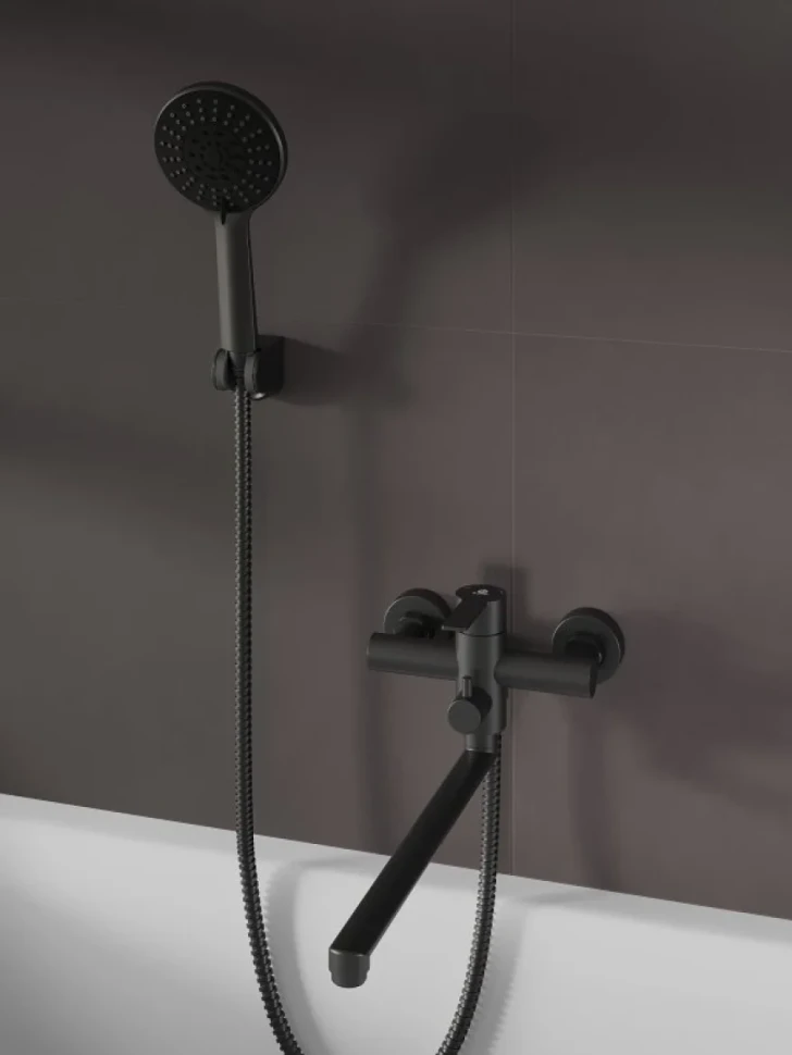 Смеситель с длинным изливом для ванны Agger Easy A3121144 черный матовый