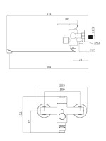 Смеситель с длинным изливом для ванны Agger Easy A3121144 черный матовый