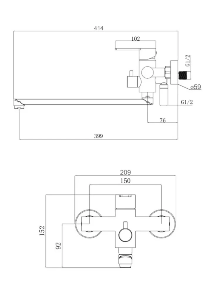 Смеситель с длинным изливом для ванны Agger Easy A3121144 черный матовый