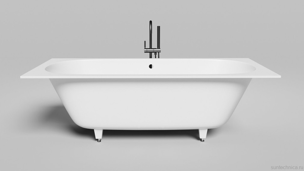 Ванна из искусственного камня Salini Ornella Axis S-Stone 190x90 см, встраиваемая, матовая белая, на ножках