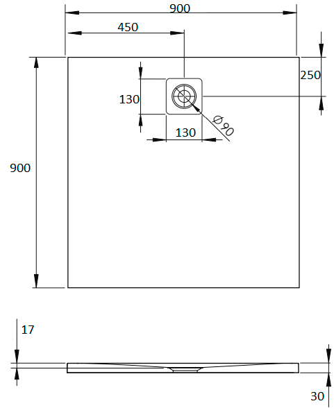 Поддон для душа Radaway Kyntos C 90x90 black, с сифоном