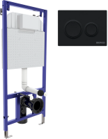 Система инсталляции для унитазов Berges Novum O5 с кнопкой смыва, черная soft touch