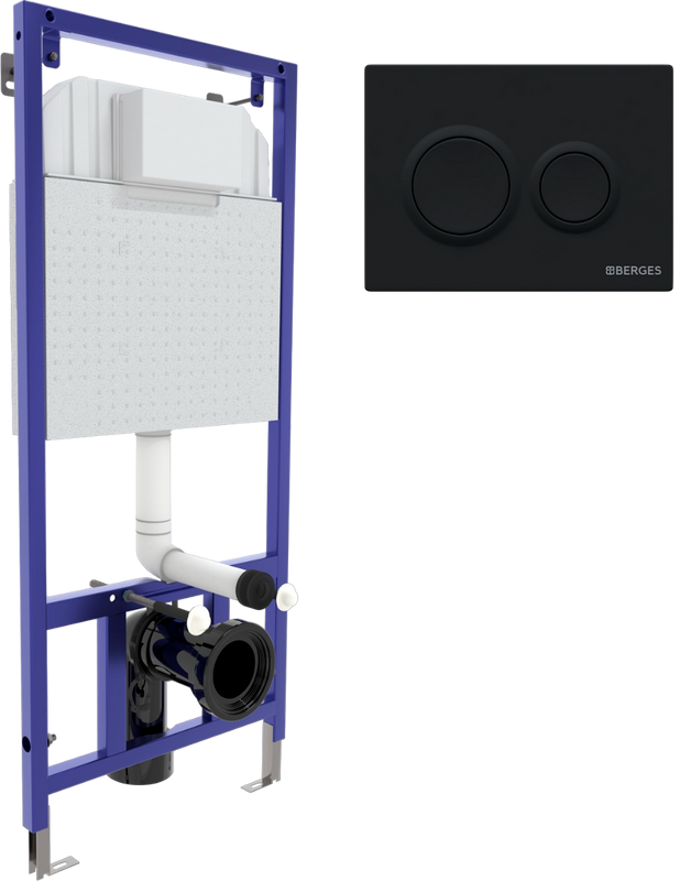 Система инсталляции для унитазов Berges Novum O5 с кнопкой смыва, черная soft touch