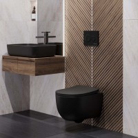 Система инсталляции для унитазов Berges Novum O5 с кнопкой смыва, черная soft touch