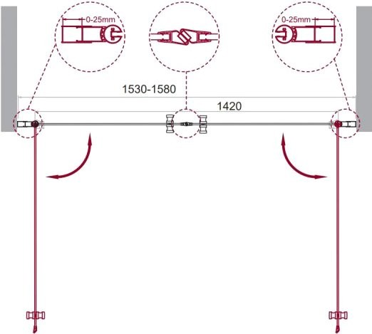 Душевая дверь в нишу BelBagno Etna B-2-160-C-Cr