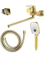 Смеситель с длинным изливом для ванны AZARIO Conda AZ-K1711MG золото матовое Смеситель с длинным изливом для ванны AZARIO Conda AZ-K1711MG золото матовое