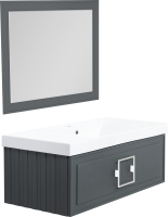 Тумба с раковиной La Fenice Cubo 100 подвесная, grigio, ручка белая, раковина Cubo 100