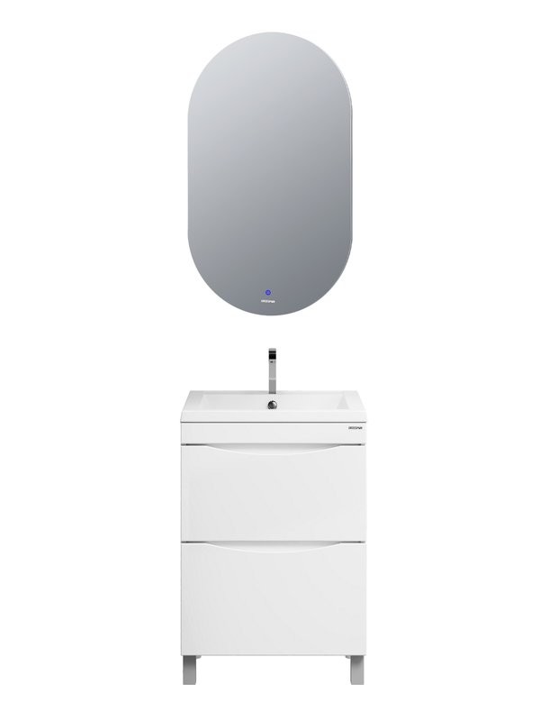 Мебель для ванной комнаты Grossman Виста 58 напольная, 2 ящика, белый глянец