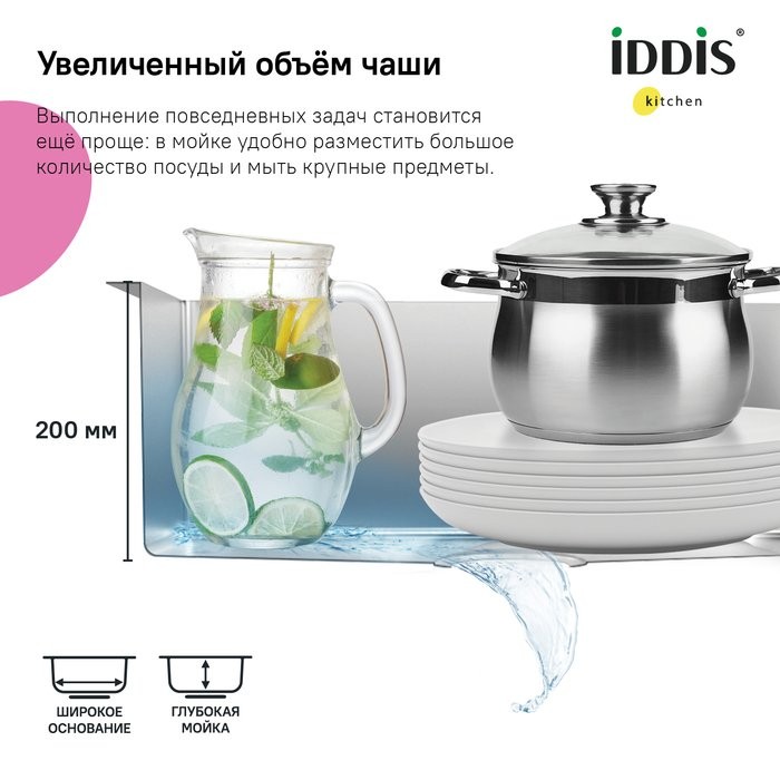 Мойка кухонная IDDIS Edifice EDI44G0i77 графит