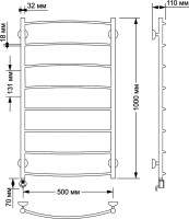 Полотенцесушитель электрический Secado Милан 1 105x55 см, подключение слева, бронза, лесенка, латунь